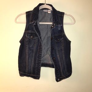 Distressed Dark Denim Vest